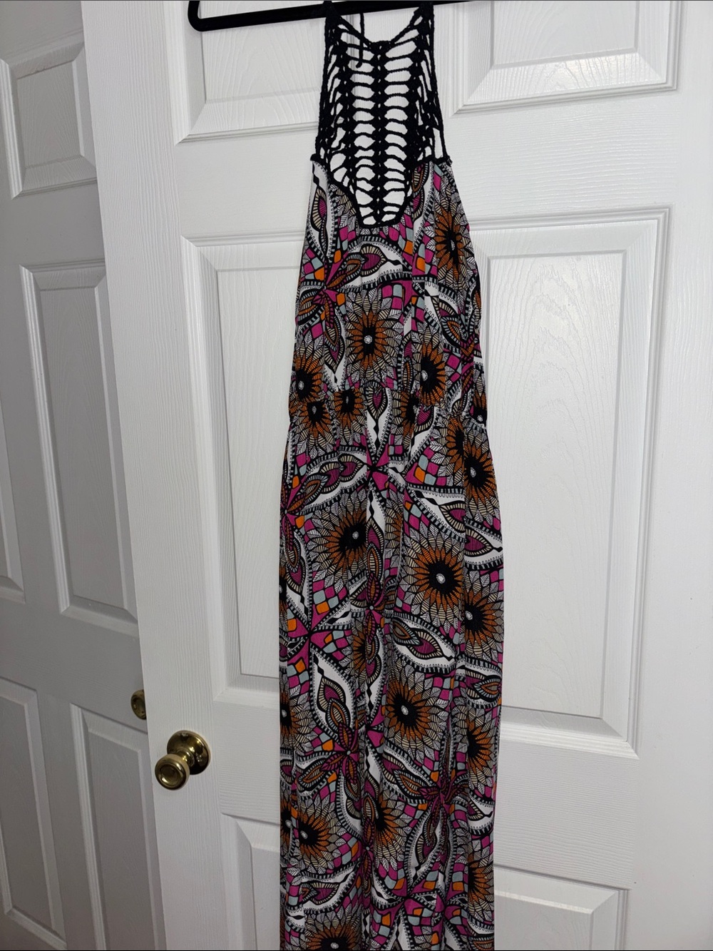 Boho Crochet Top and Printed Maxi Dress